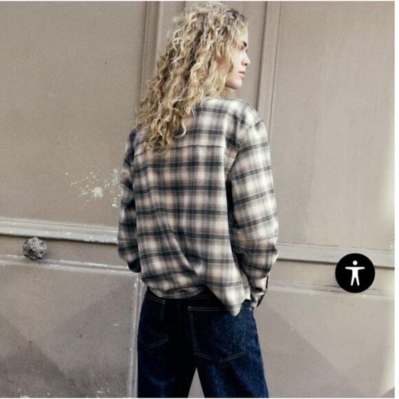 ZARA Plaid Flannel Overshirt, buttoned shirt, Vintage Size Large - Picture 5 of 15